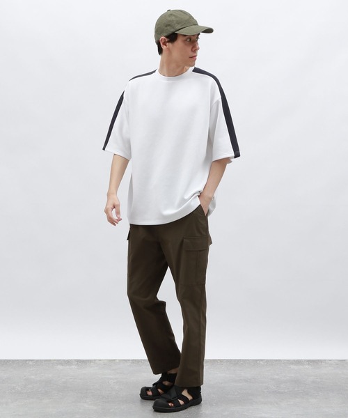 LAKOLE(ラコレ)の「【接触冷感】ダンボール袖ラインT / 127469(Tシャツ/カットソー・メンズ・ブラック/ホワイト/キャメル/グリーン・MEDIUM/LARGE/X-LARGE)」の5枚目の写真