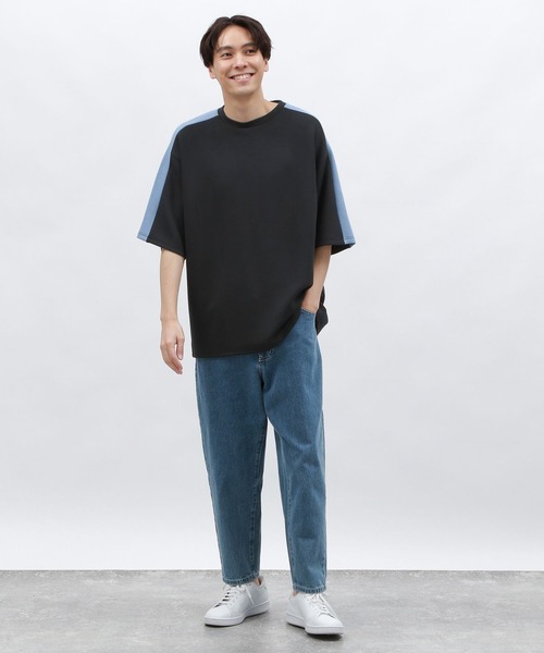 LAKOLE(ラコレ)の「【接触冷感】ダンボール袖ラインT / 127469(Tシャツ/カットソー・メンズ・ブラック/ホワイト/キャメル/グリーン・MEDIUM/LARGE/X-LARGE)」の8枚目の写真