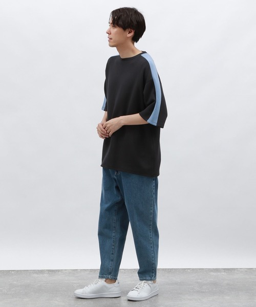 LAKOLE(ラコレ)の「【接触冷感】ダンボール袖ラインT / 127469(Tシャツ/カットソー・メンズ・ブラック/ホワイト/キャメル/グリーン・MEDIUM/LARGE/X-LARGE)」の9枚目の写真
