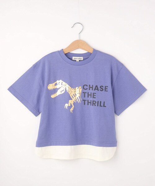 SHOO・LA・RUE(シューラルー)の「◆【110-140cm】裾レイヤード箔プリントTシャツ(Tシャツ/カットソー・キッズ・オフホワイト/ブラック/カーキ/ブルー系その他・11/14/13/12)」の4枚目の写真