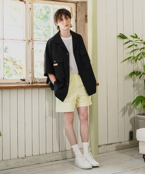 JINCL（ジンクル）の「オープンカラーナイロンシャツ（シャツ/ブラウス・メンズ・カーキ/ブラック・J/FREE）」の4枚目の写真