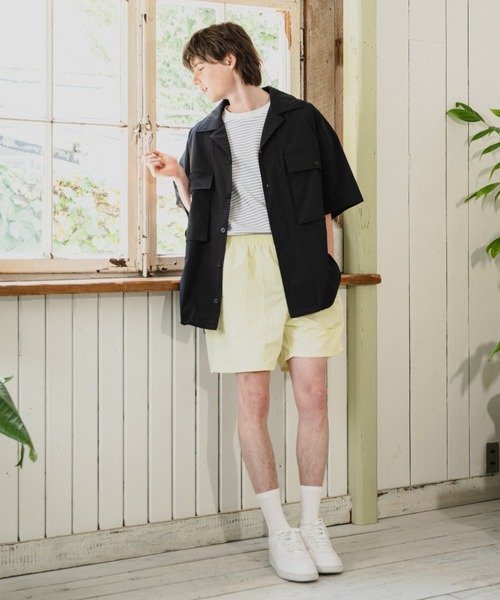 JINCL（ジンクル）の「オープンカラーナイロンシャツ（シャツ/ブラウス・メンズ・カーキ/ブラック・J/FREE）」の5枚目の写真