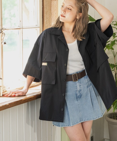 JINCL（ジンクル）の「オープンカラーナイロンシャツ（シャツ/ブラウス・メンズ・カーキ/ブラック・J/FREE）」の18枚目の写真
