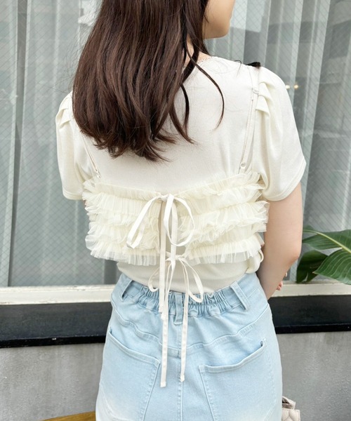 one after another NICE CLAUP(ワンアフターアナザーナイスクラップ)の「2WAYチュールビスチェ/WEB限定アイテム(キャミソール・レディース・チャコールグレー/アイボリー・FREE)」の18枚目の写真