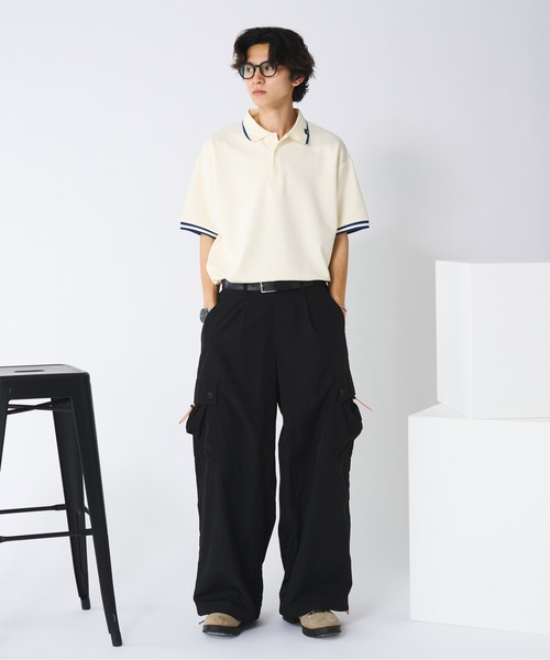 Adoon plain（アドーンプレーン）の「ナイロンドローコードワイドカーゴパンツ（カーゴパンツ・メンズ・ブラック/アイボリー・MEDIUM/LARGE）」の17枚目の写真