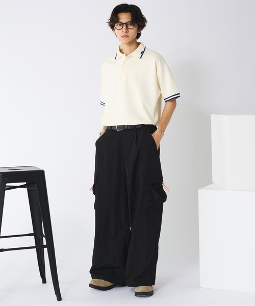 Adoon plain（アドーンプレーン）の「ナイロンドローコードワイドカーゴパンツ（カーゴパンツ・メンズ・ブラック/アイボリー・MEDIUM/LARGE）」の20枚目の写真