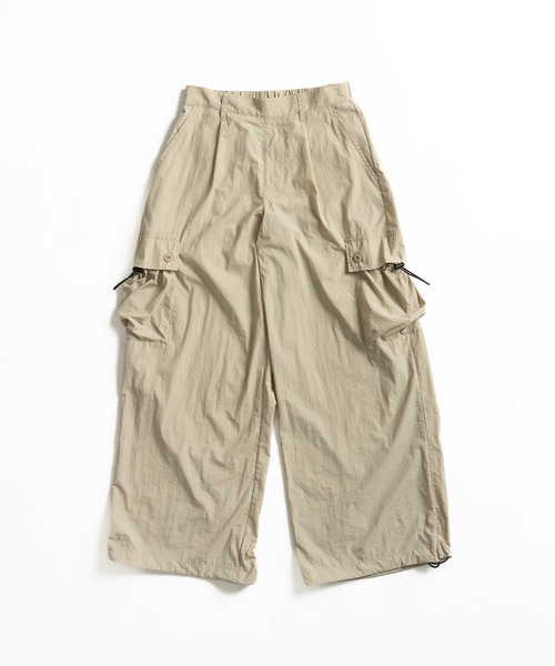 Adoon plain（アドーンプレーン）の「ナイロンドローコードワイドカーゴパンツ（カーゴパンツ・メンズ・ブラック/アイボリー・MEDIUM/LARGE）」の6枚目の写真