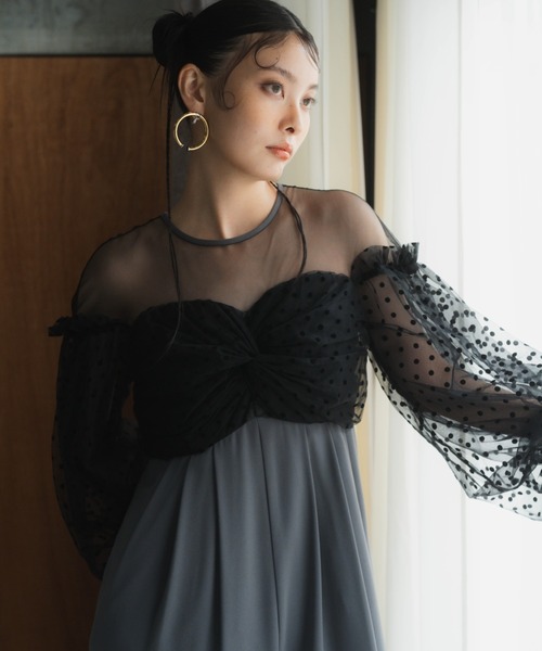 ANDRÉSD フロッキーパーティードレス　ネイビー L flocky dot pants dress | ANDRESD