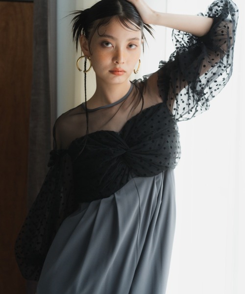セール】フロッキードットパンツドレス / flocky dot pants dress