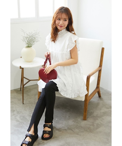 M y u(ミュー)の「フェアリーチュニックブラウス(シャツ/ブラウス・レディース・ホワイト/ブラック・ML/SM)」の11枚目の写真
