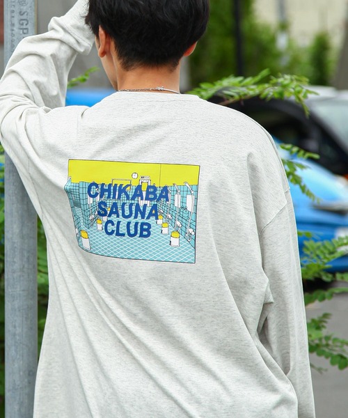 CHIKABA(チカバ)の「【CHIKABA SAUNA CLUB】 バックプリント 長袖 Tシャツ / ロンT / オーバーサイズ(Tシャツ/カットソー・メンズ・ホワイト/ブラック/オートミール/ネイビー/ネイビー系/アイボリー系/ブラック系/ホワイト系・MEDIUM/X-LARGE/LARGE)」の6枚目の写真