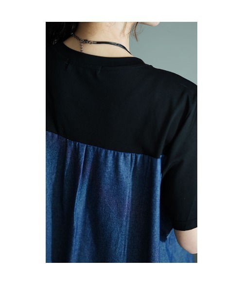 Sawa a la mode(サワアラモード)の「異素材デニムワンピース(ワンピース・レディース・ブルー・FREE)」の7枚目の写真