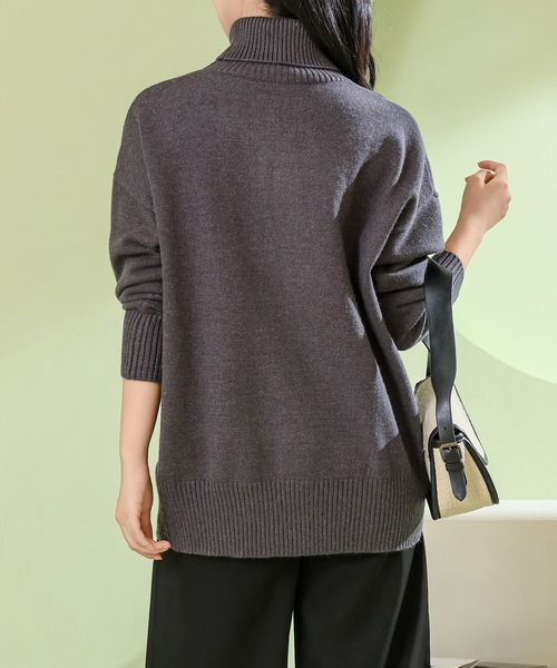 Lace Ladies(レースレディース)の「ソリッドカラー ハイネック 長袖 ニット プルオーバー(ニット/セーター・レディース・ダークグレー/アイボリー/グレイッシュベージュ/ブラック/ライトグレー・M)」の8枚目の写真