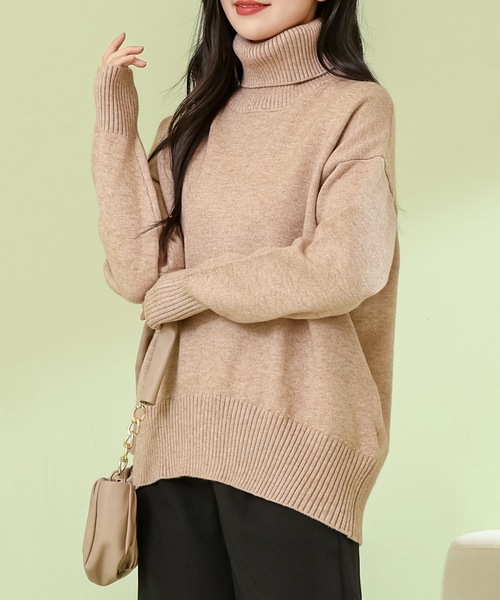 Lace Ladies(レースレディース)の「ソリッドカラー ハイネック 長袖 ニット プルオーバー(ニット/セーター・レディース・ダークグレー/アイボリー/グレイッシュベージュ/ブラック/ライトグレー・M)」の15枚目の写真