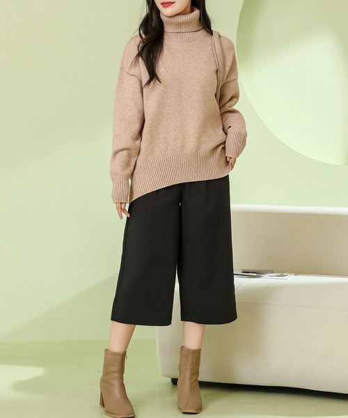 Lace Ladies(レースレディース)の「ソリッドカラー ハイネック 長袖 ニット プルオーバー(ニット/セーター・レディース・ダークグレー/アイボリー/グレイッシュベージュ/ブラック/ライトグレー・M)」の17枚目の写真