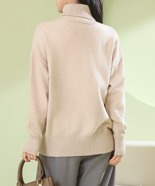 Lace Ladies(レースレディース)の「ソリッドカラー ハイネック 長袖 ニット プルオーバー(ニット/セーター・レディース・ダークグレー/アイボリー/グレイッシュベージュ/ブラック/ライトグレー・M)」の20枚目の写真