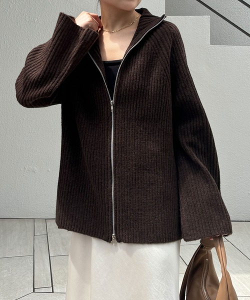 COLLAGE GALLARDAGALANTE(コラージュガリャルダガランテ)の「フロントZIPハイネックニット/WEB限定(ニット/セーター・レディース・ダークブラウン/グレー/ブラック・FREE)」の15枚目の写真