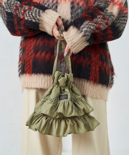 FREAK'S STORE（フリークスストア）の「PENDLETON × FREAK'S STORE/ペンドルトン 限定展開　別注 フリル 巾着バッグ（2WAY）（ショルダーバッグ・レディース・ベージュ/オリーブ/ブラック・ONE SIZE）」の3枚目の写真