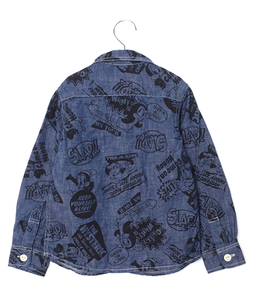 JOEY HYSTERIC(ジョーイヒステリック)の「CW/CHILLY PUNKS総柄 長袖ワークシャツ(シャツ/ブラウス・キッズ・レッド系その他/ブルー系その他・MEDIUM/SMALL)」の3枚目の写真