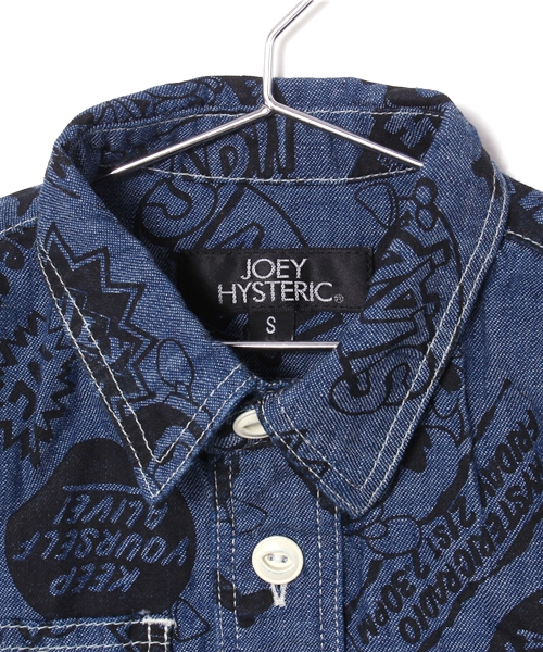 JOEY HYSTERIC(ジョーイヒステリック)の「CW/CHILLY PUNKS総柄 長袖ワークシャツ(シャツ/ブラウス・キッズ・レッド系その他/ブルー系その他・MEDIUM/SMALL)」の4枚目の写真