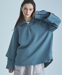 SOCCE | ルーズシルエットドレープフェイクレイヤードスキッパーロングスリーブシャツ(シャツ/ブラウス)