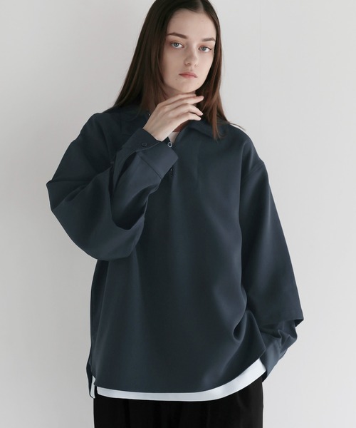 ルーズシルエットドレープフェイクレイヤードスキッパーロング