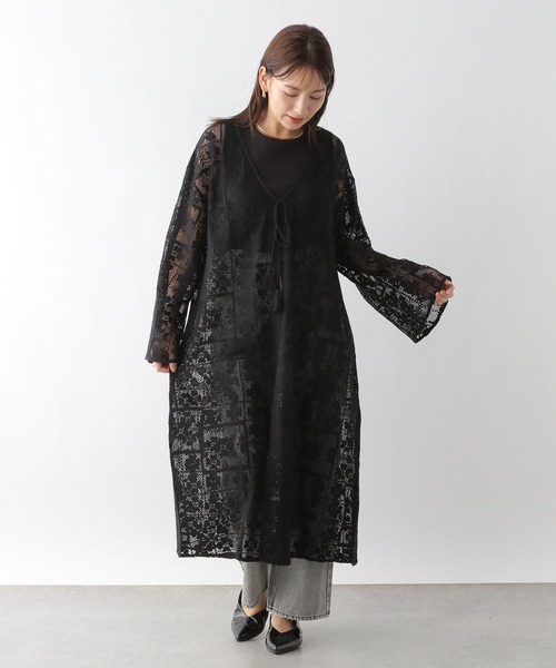 LEPSIM(レプシィム)の「メッシュレースガウンワンピース 128341(ワンピース・レディース・ブラック/オフホワイト・FREE)」の16枚目の写真