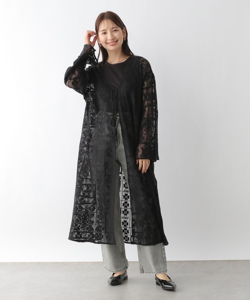 LEPSIM(レプシィム)の「メッシュレースガウンワンピース 128341(ワンピース・レディース・ブラック/オフホワイト・FREE)」の15枚目の写真