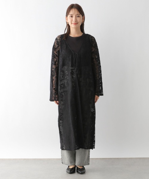 LEPSIM(レプシィム)の「メッシュレースガウンワンピース 128341(ワンピース・レディース・ブラック/オフホワイト・FREE)」の12枚目の写真