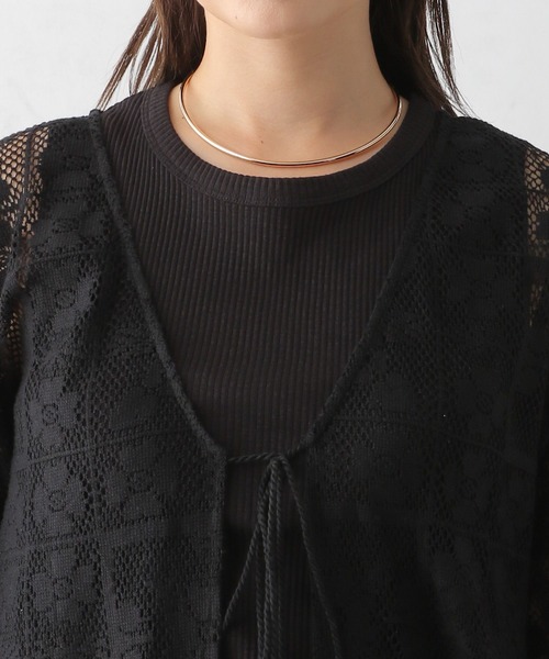 LEPSIM(レプシィム)の「メッシュレースガウンワンピース 128341(ワンピース・レディース・ブラック/オフホワイト・FREE)」の9枚目の写真