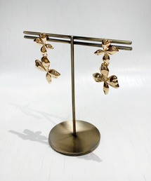 ダブルメタルフラワーピアス