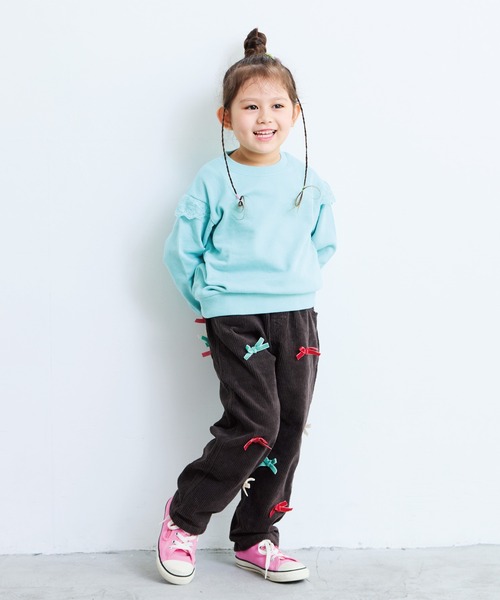 CALMIA(カルミア)の「リボンいっぱいコールテンパンツ(その他パンツ・キッズ・オフホワイト/チャコール・90/100/110/120/80/130/140/150)」の12枚目の写真