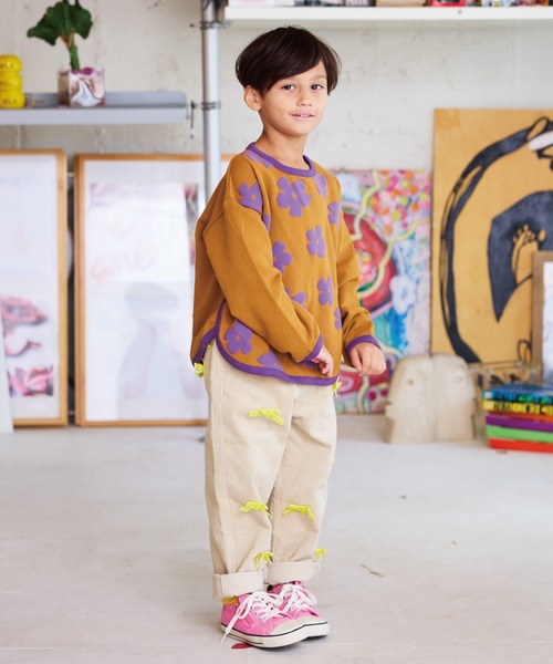 CALMIA(カルミア)の「リボンいっぱいコールテンパンツ(その他パンツ・キッズ・オフホワイト/チャコール・90/100/110/120/80/130/140/150)」の4枚目の写真