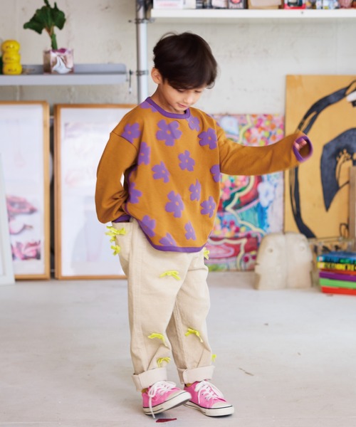 CALMIA(カルミア)の「リボンいっぱいコールテンパンツ(その他パンツ・キッズ・オフホワイト/チャコール・90/100/110/120/80/130/140/150)」の6枚目の写真