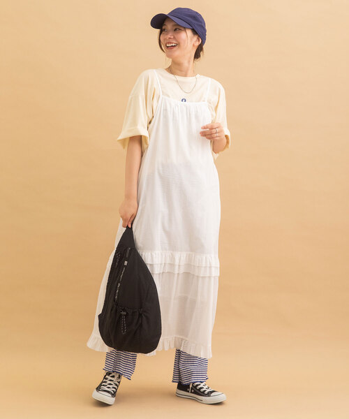 POU DOU DOU(プードゥドゥ)の「<made in INDIA>フリルキャミワンピース(ジャンパースカート・レディース・ブラック/ブルー/オフホワイト・M)」の10枚目の写真