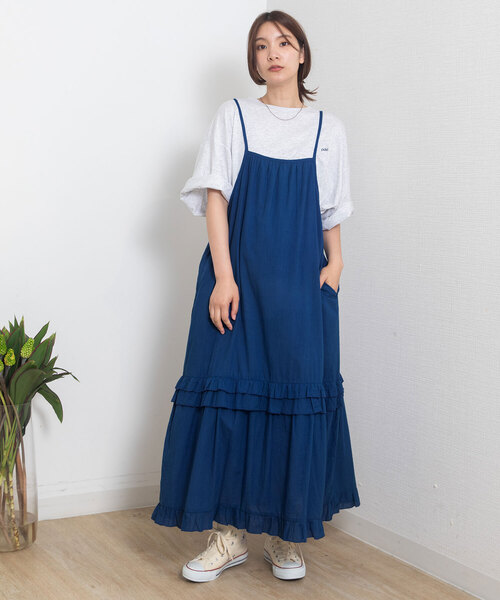 POU DOU DOU(プードゥドゥ)の「<made in INDIA>フリルキャミワンピース(ジャンパースカート・レディース・ブラック/ブルー/オフホワイト・M)」の17枚目の写真