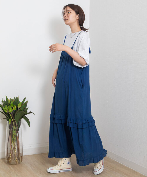 POU DOU DOU(プードゥドゥ)の「<made in INDIA>フリルキャミワンピース(ジャンパースカート・レディース・ブラック/ブルー/オフホワイト・M)」の19枚目の写真