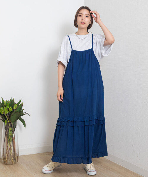 POU DOU DOU(プードゥドゥ)の「<made in INDIA>フリルキャミワンピース(ジャンパースカート・レディース・ブラック/ブルー/オフホワイト・M)」の20枚目の写真