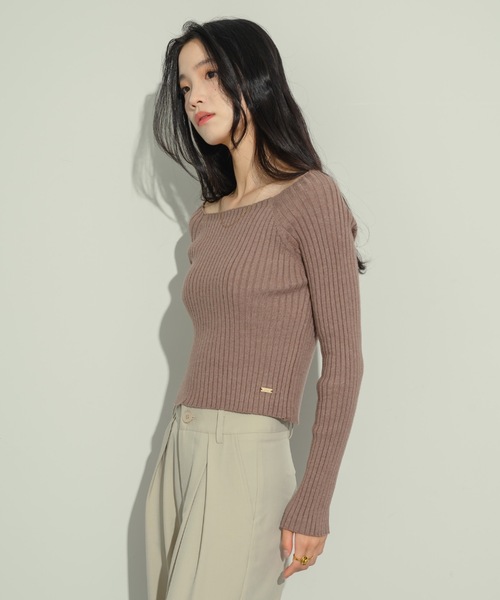 オープンボートネックリブニット(ニット/セーター)|NEUNA(ヌナ) オープンボートネックリブニット(ニット/セーター)|NEUNA(ヌナ)