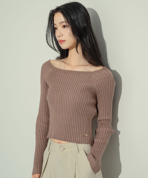 オープンボートネックリブニット(ニット/セーター)|NEUNA(ヌナ) オープンボートネックリブニット(ニット/セーター)|NEUNA(ヌナ)