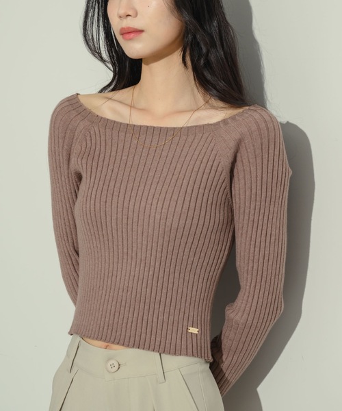 オープンボートネックリブニット(ニット/セーター)|NEUNA(ヌナ) オープンボートネックリブニット(ニット/セーター)|NEUNA(ヌナ)