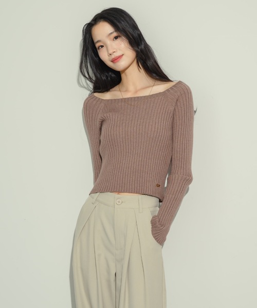 オープンボートネックリブニット(ニット/セーター)|NEUNA(ヌナ) オープンボートネックリブニット(ニット/セーター)|NEUNA(ヌナ)