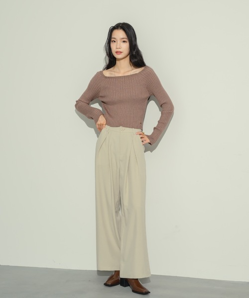 オープンボートネックリブニット(ニット/セーター)|NEUNA(ヌナ) オープンボートネックリブニット(ニット/セーター)|NEUNA(ヌナ)