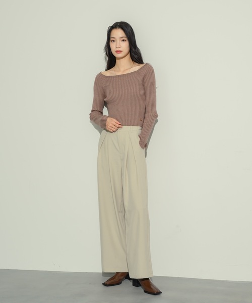 オープンボートネックリブニット(ニット/セーター)|NEUNA(ヌナ) オープンボートネックリブニット(ニット/セーター)|NEUNA(ヌナ)