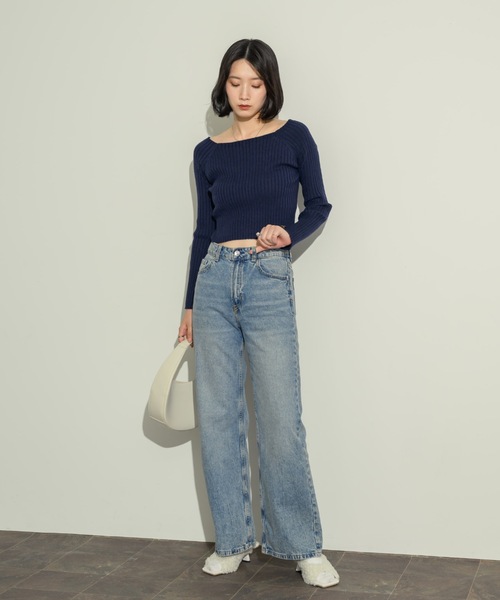 オープンボートネックリブニット(ニット/セーター)|NEUNA(ヌナ) オープンボートネックリブニット(ニット/セーター)|NEUNA(ヌナ)