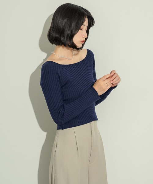 オープンボートネックリブニット(ニット/セーター)|NEUNA(ヌナ) オープンボートネックリブニット(ニット/セーター)|NEUNA(ヌナ)