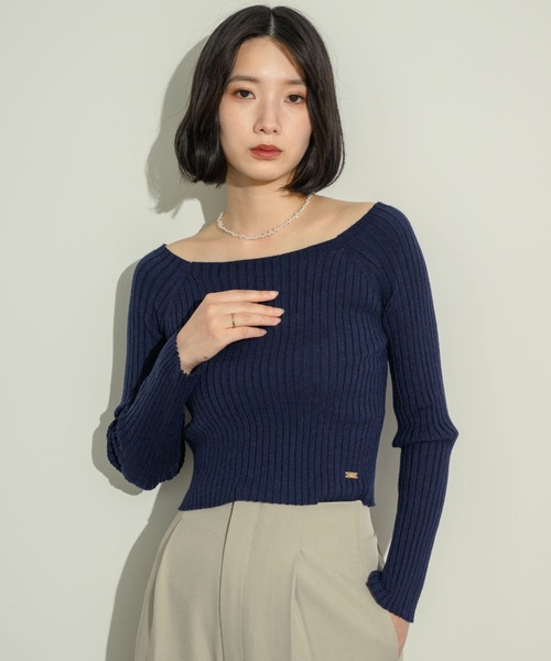 オープンボートネックリブニット(ニット/セーター)|NEUNA(ヌナ) オープンボートネックリブニット(ニット/セーター)|NEUNA(ヌナ)