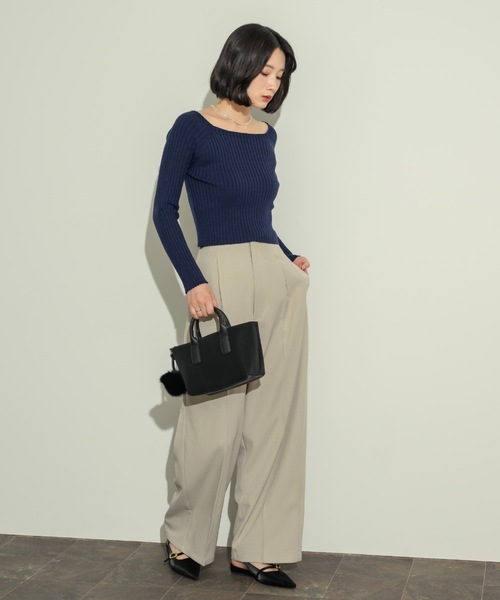 オープンボートネックリブニット(ニット/セーター)|NEUNA(ヌナ) オープンボートネックリブニット(ニット/セーター)|NEUNA(ヌナ)