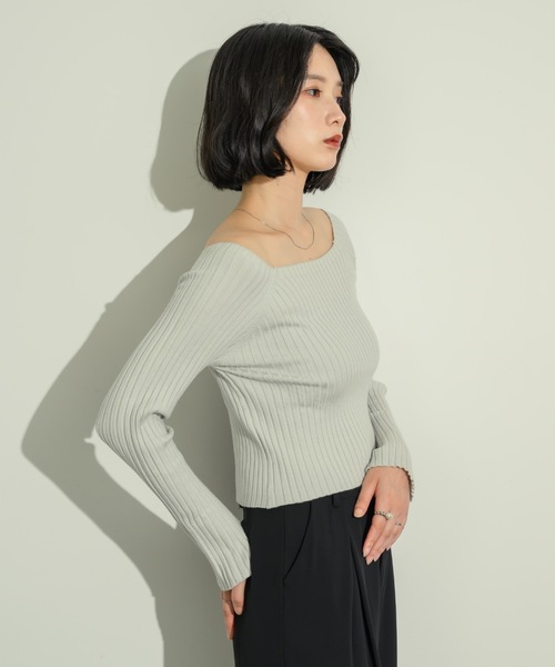 オープンボートネックリブニット(ニット/セーター)|NEUNA(ヌナ) オープンボートネックリブニット(ニット/セーター)|NEUNA(ヌナ)