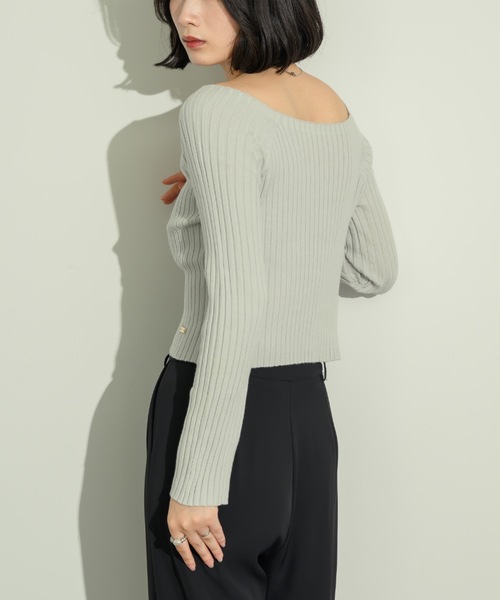 オープンボートネックリブニット(ニット/セーター)|NEUNA(ヌナ) オープンボートネックリブニット(ニット/セーター)|NEUNA(ヌナ)